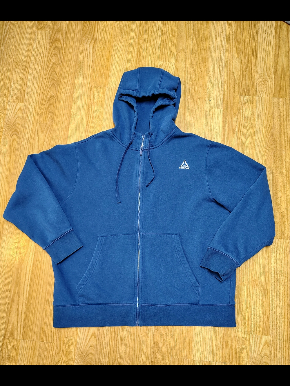 Reebok Navy Blue Men's Zip-Up Hoodie with Logo Size XXL